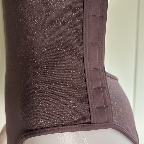 L*Space Swim Baewatch Cross-back, One-piece Swimsuit in Mauve w/ Gold Shimmer - Picture 4 of 16